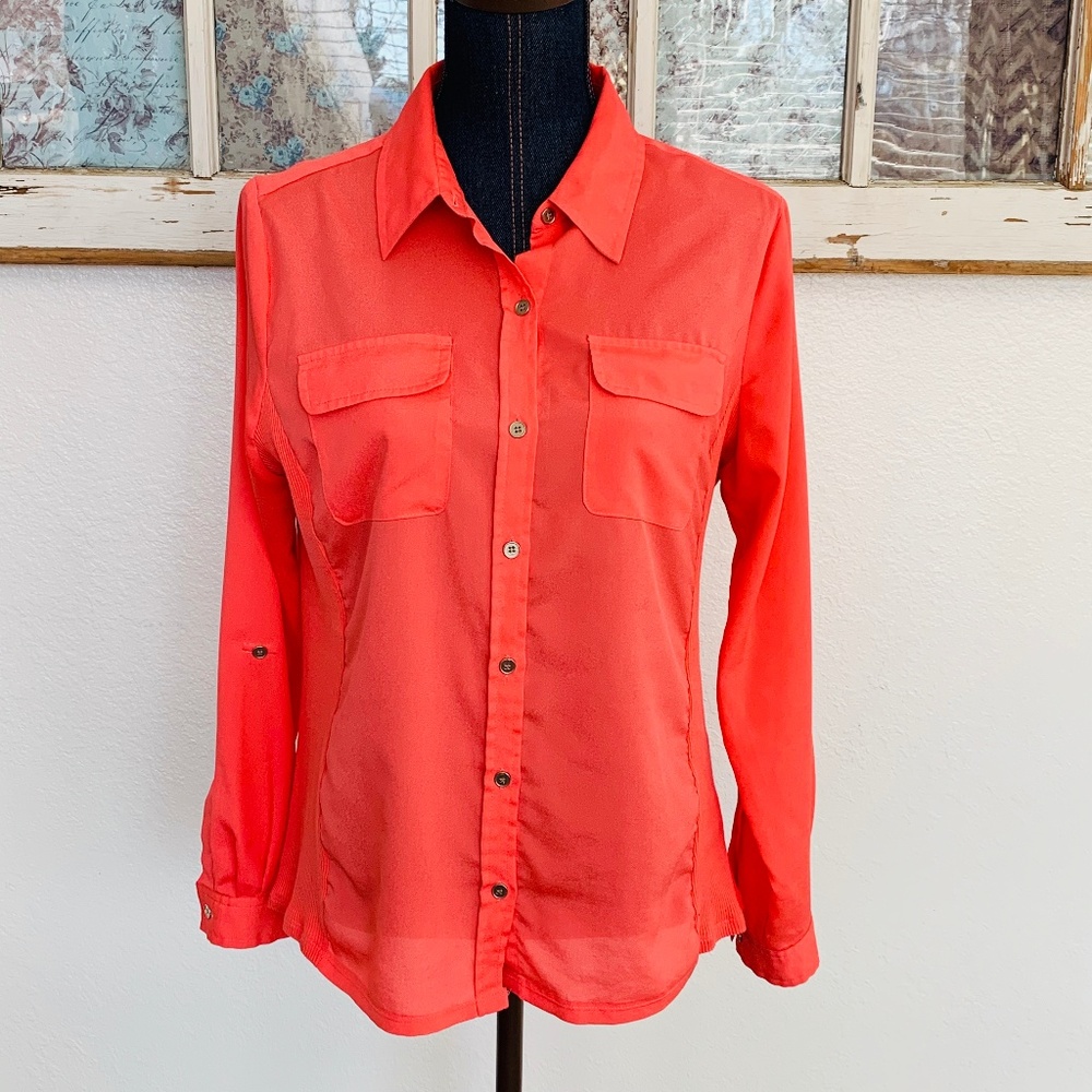 ELEMENTZ -  Coral Buttoned Long Sleeve Top